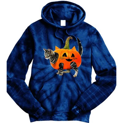 Funny Halloween Jack O Lantern Pumpkin Cat Tie Dye Hoodie