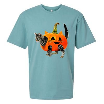 Funny Halloween Jack O Lantern Pumpkin Cat Sueded Cloud Jersey T-Shirt