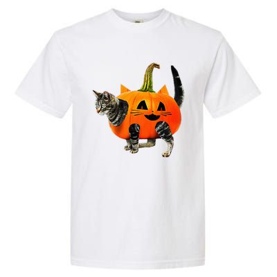 Funny Halloween Jack O Lantern Pumpkin Cat Garment-Dyed Heavyweight T-Shirt