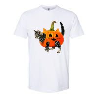 Funny Halloween Jack O Lantern Pumpkin Cat Softstyle CVC T-Shirt