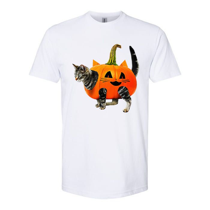 Funny Halloween Jack O Lantern Pumpkin Cat Softstyle CVC T-Shirt