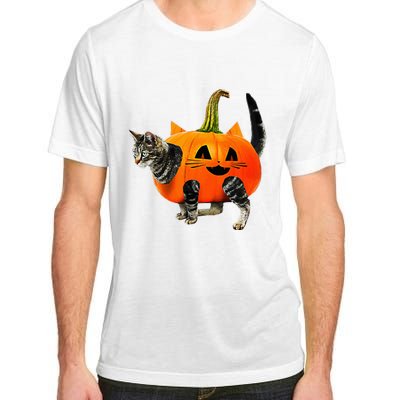 Funny Halloween Jack O Lantern Pumpkin Cat Adult ChromaSoft Performance T-Shirt