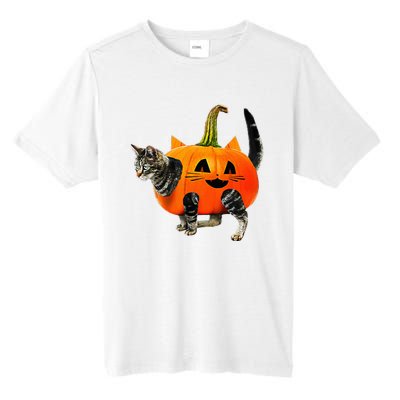 Funny Halloween Jack O Lantern Pumpkin Cat Tall Fusion ChromaSoft Performance T-Shirt