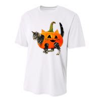 Funny Halloween Jack O Lantern Pumpkin Cat Performance Sprint T-Shirt