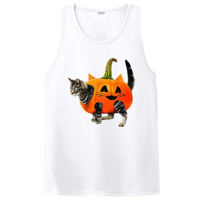 Funny Halloween Jack O Lantern Pumpkin Cat PosiCharge Competitor Tank