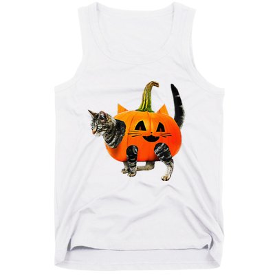 Funny Halloween Jack O Lantern Pumpkin Cat Tank Top