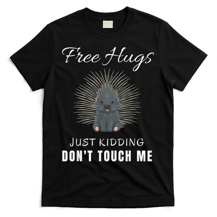 Free Hugs Just Ding Don't Touch Me, Porcupine, Introvert T-Shirt