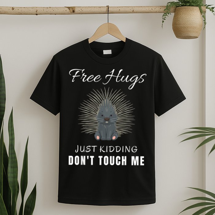 Free Hugs Just Ding Don't Touch Me, Porcupine, Introvert T-Shirt