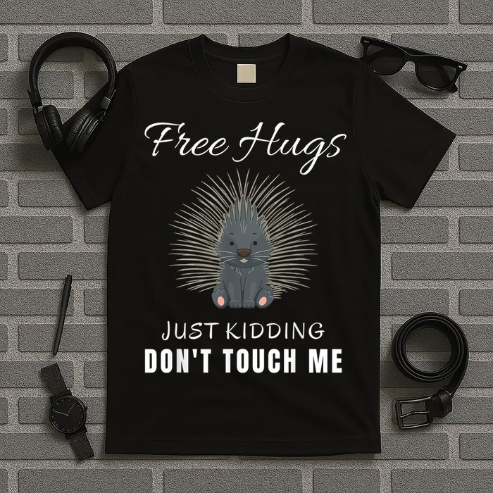 Free Hugs Just Ding Don't Touch Me, Porcupine, Introvert T-Shirt