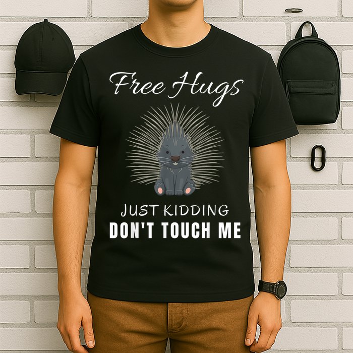 Free Hugs Just Ding Don't Touch Me, Porcupine, Introvert T-Shirt