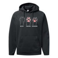 funny Hand Kitten dog Joke Game Rock Paper Scissors cat paws Performance Fleece Hoodie