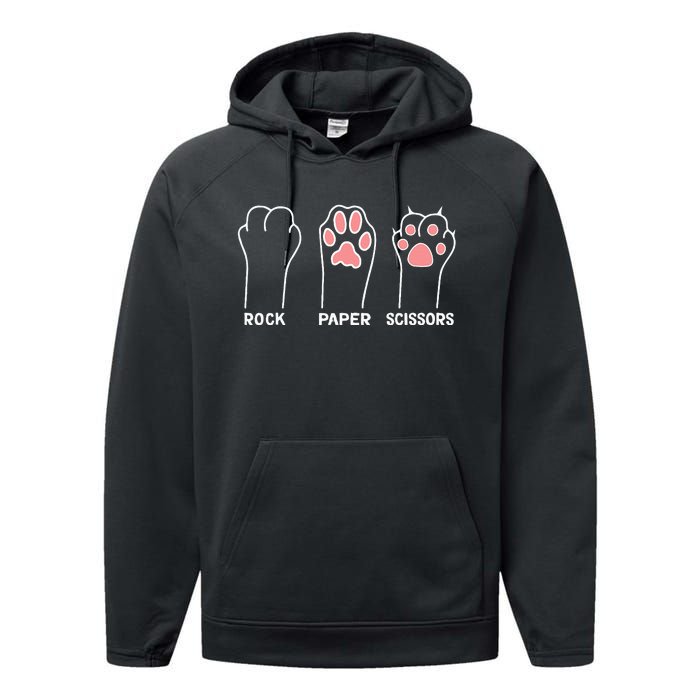 funny Hand Kitten dog Joke Game Rock Paper Scissors cat paws Performance Fleece Hoodie