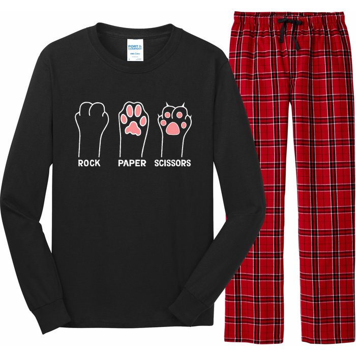 funny Hand Kitten dog Joke Game Rock Paper Scissors cat paws Long Sleeve Pajama Set