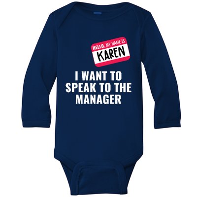 Funny Halloween Karen Costume Baby Long Sleeve Bodysuit