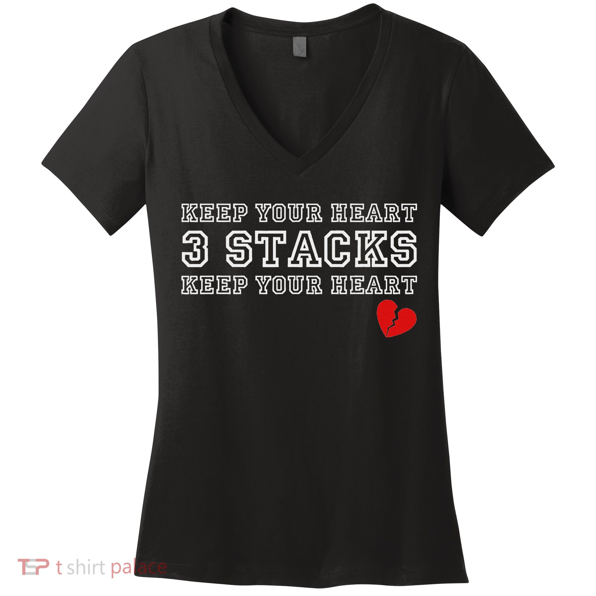 Funny Heartbreak Keep Your Heart Three Stacks Women's V-Neck T-Shirt