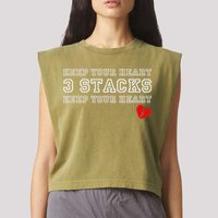 Funny Heartbreak Keep Your Heart Three Stacks Garment-Dyed Women's Muscle Tee