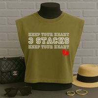 Funny Heartbreak Keep Your Heart Three Stacks Garment-Dyed Women's Muscle Tee