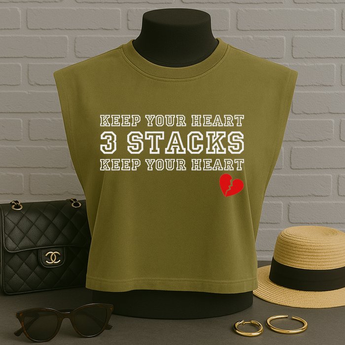Funny Heartbreak Keep Your Heart Three Stacks Garment-Dyed Women's Muscle Tee