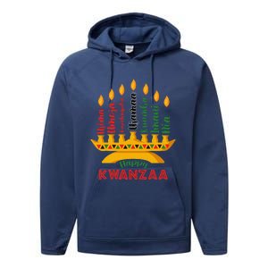 Funny Happy Kwanzaa Kinara Seven Candles Principles Of Kwanzaa Performance Fleece Hoodie