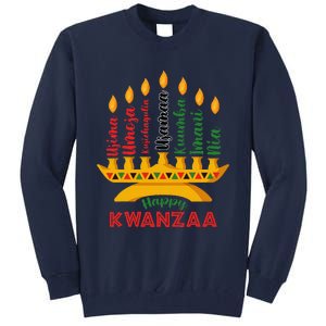 Funny Happy Kwanzaa Kinara Seven Candles Principles Of Kwanzaa Tall Sweatshirt