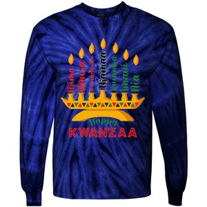 Funny Happy Kwanzaa Kinara Seven Candles Principles Of Kwanzaa Tie-Dye Long Sleeve Shirt