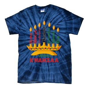 Funny Happy Kwanzaa Kinara Seven Candles Principles Of Kwanzaa Tie-Dye T-Shirt