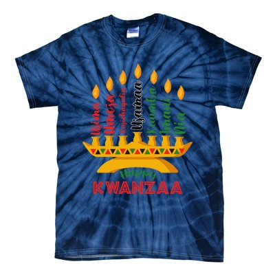 Funny Happy Kwanzaa Kinara Seven Candles Principles Of Kwanzaa Tie-Dye T-Shirt