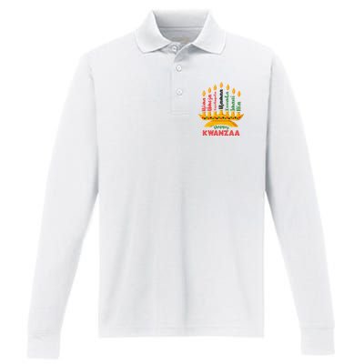 Funny Happy Kwanzaa Kinara Seven Candles Principles Of Kwanzaa Performance Long Sleeve Polo