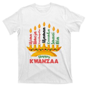 Funny Happy Kwanzaa Kinara Seven Candles Principles Of Kwanzaa T-Shirt