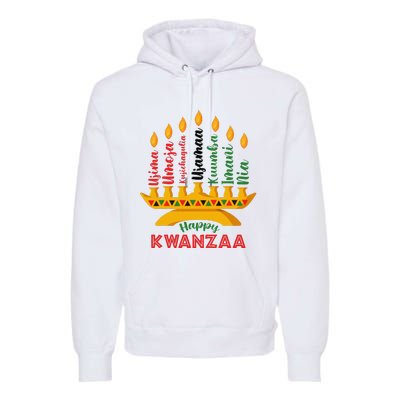 Funny Happy Kwanzaa Kinara Seven Candles Principles Of Kwanzaa Premium Hoodie