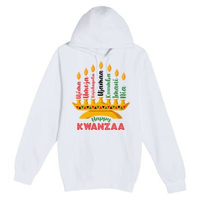 Funny Happy Kwanzaa Kinara Seven Candles Principles Of Kwanzaa Premium Pullover Hoodie