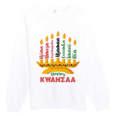 Funny Happy Kwanzaa Kinara Seven Candles Principles Of Kwanzaa Premium Crewneck Sweatshirt