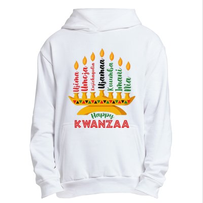 Funny Happy Kwanzaa Kinara Seven Candles Principles Of Kwanzaa Urban Pullover Hoodie