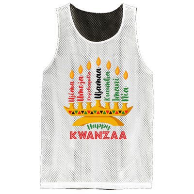 Funny Happy Kwanzaa Kinara Seven Candles Principles Of Kwanzaa Mesh Reversible Basketball Jersey Tank