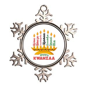 Funny Happy Kwanzaa Kinara Seven Candles Principles Of Kwanzaa Metallic Star Ornament