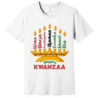 Funny Happy Kwanzaa Kinara Seven Candles Principles Of Kwanzaa Premium T-Shirt