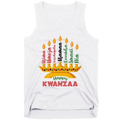 Funny Happy Kwanzaa Kinara Seven Candles Principles Of Kwanzaa Tank Top