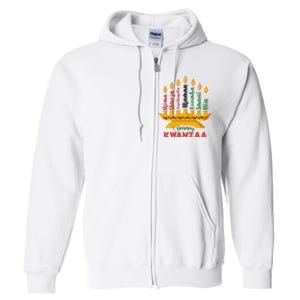 Funny Happy Kwanzaa Kinara Seven Candles Principles Of Kwanzaa Full Zip Hoodie