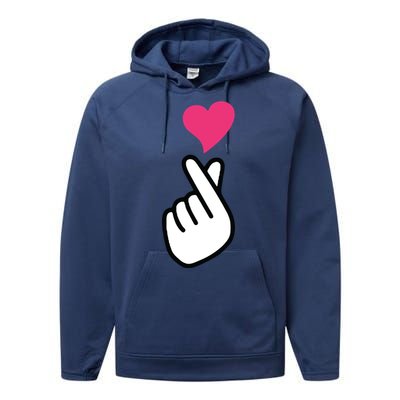 Finger Heart Korean Hand Symbol KPOP Love Saranghae Performance Fleece Hoodie