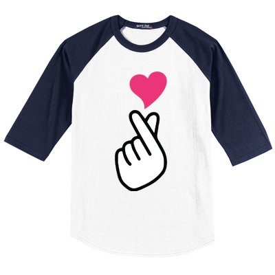 Finger Heart Korean Hand Symbol KPOP Love Saranghae Baseball Sleeve Shirt