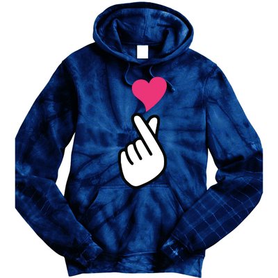 Finger Heart Korean Hand Symbol KPOP Love Saranghae Tie Dye Hoodie