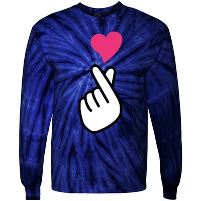 Finger Heart Korean Hand Symbol KPOP Love Saranghae Tie-Dye Long Sleeve Shirt