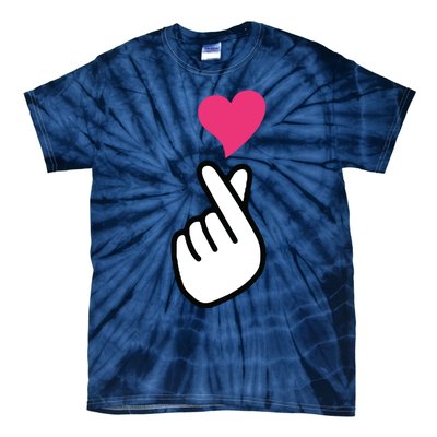 Finger Heart Korean Hand Symbol KPOP Love Saranghae Tie-Dye T-Shirt