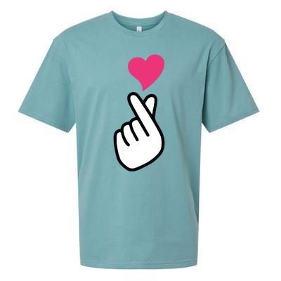 Finger Heart Korean Hand Symbol KPOP Love Saranghae Sueded Cloud Jersey T-Shirt