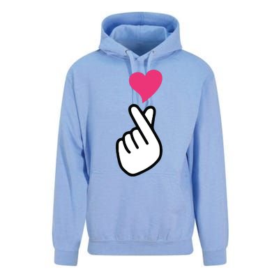 Finger Heart Korean Hand Symbol KPOP Love Saranghae Unisex Surf Hoodie