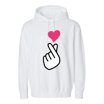 Finger Heart Korean Hand Symbol KPOP Love Saranghae Garment-Dyed Fleece Hoodie