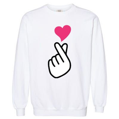 Finger Heart Korean Hand Symbol KPOP Love Saranghae Garment-Dyed Sweatshirt