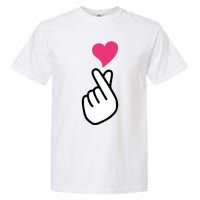 Finger Heart Korean Hand Symbol KPOP Love Saranghae Garment-Dyed Heavyweight T-Shirt