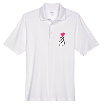 Finger Heart Korean Hand Symbol KPOP Love Saranghae Men's Origin Performance Pique Polo