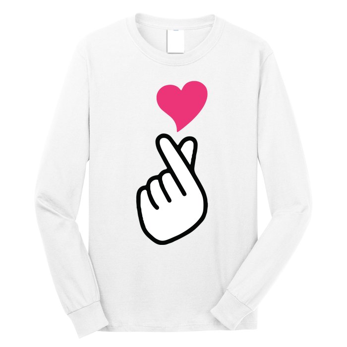 Finger Heart Korean Hand Symbol KPOP Love Saranghae Long Sleeve Shirt